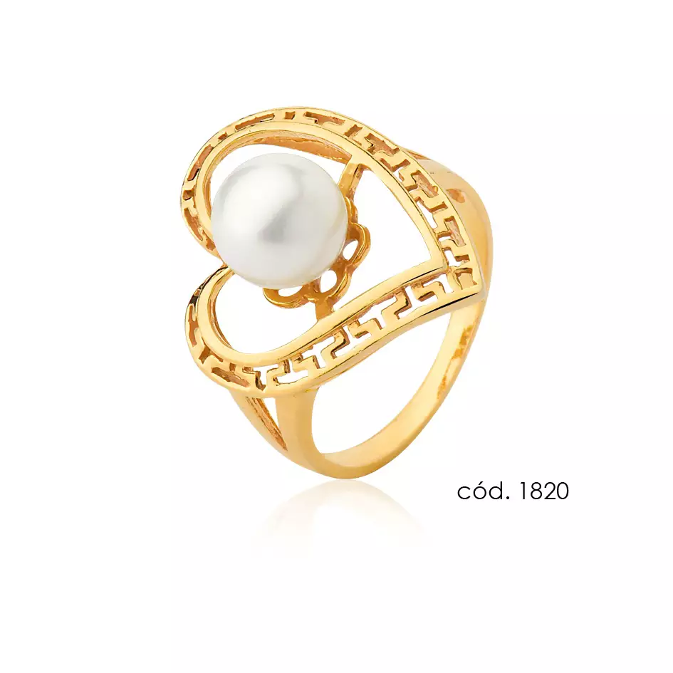 Anel de Pérola Natural em Ouro 18k